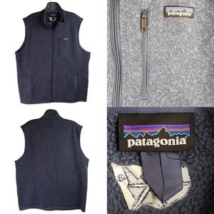 Patagonia Vest Men’s Large Navy Blue Full Zip Fleece Pockets Modern Outdoor